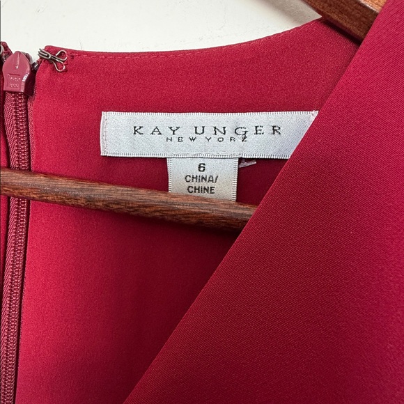 Kay Unger Leena Tea Length Dress Crimson Size 6 NWT - Picture 4 of 6